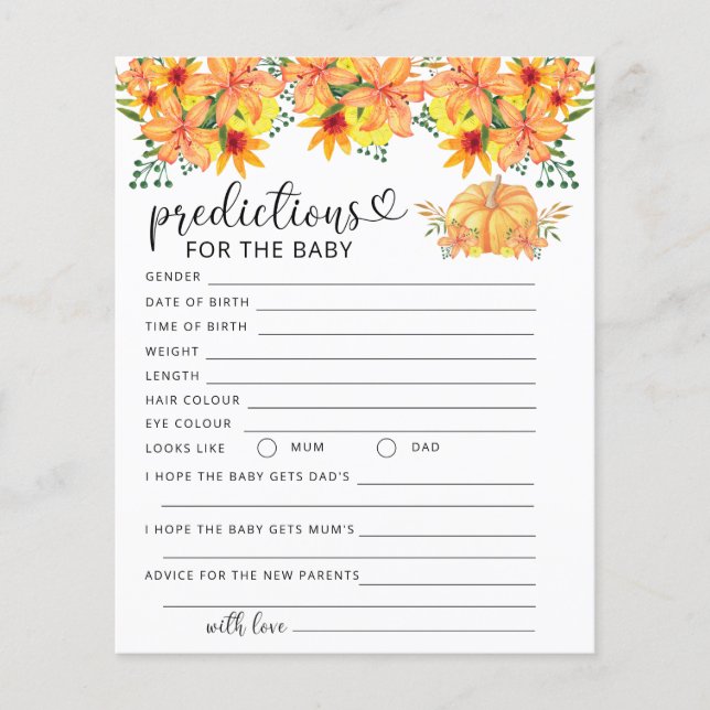 Fall pumpkin baby predictions and advice (Front)