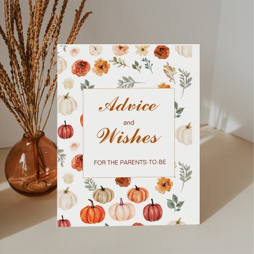 Fall Pumpkin Baby Shower Advice and Wishes  Pedestal Sign