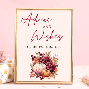 Fall Pumpkin Baby Shower Advice and Wishes Poster
