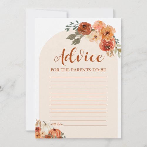 Fall Pumpkin Baby Shower Advice for the Parents Invitation