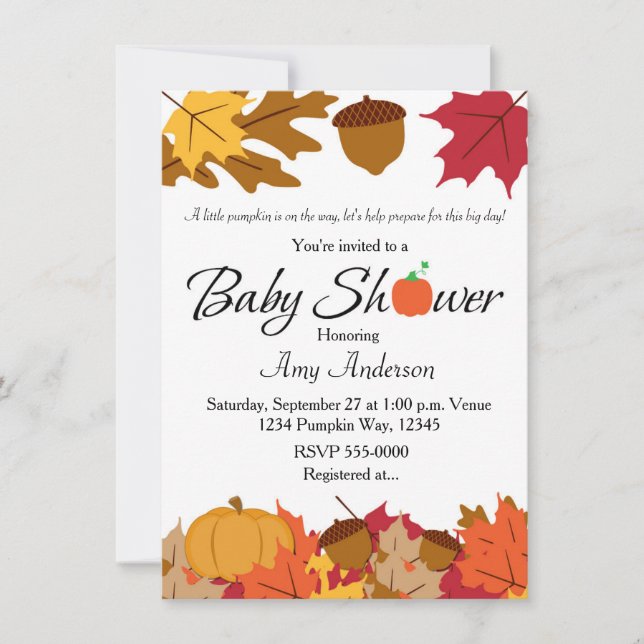 Fall Pumpkin Baby Shower Autumn Invitation (Front)