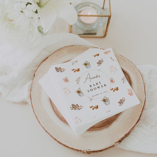 Fall Pumpkin Baby Shower Autumn Leaves  Napkins (Creator Uploaded)