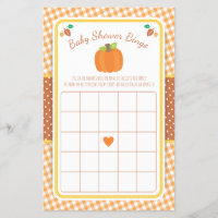 Fall Pumpkin Baby Shower Bingo Game