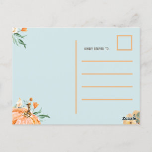 Fall Pumpkin Baby Shower Blue,  Postcard