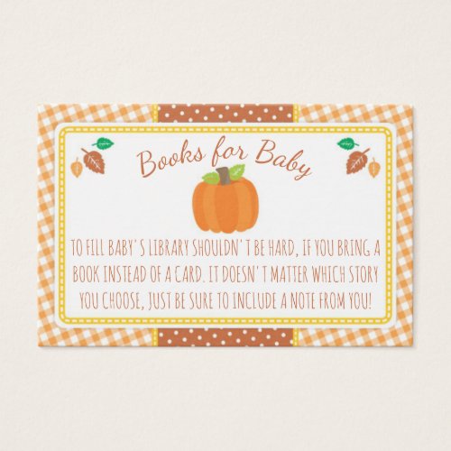 Fall Pumpkin Baby Shower Book Request Card