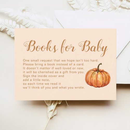 Fall Pumpkin Baby Shower Book Request Enclosure Card