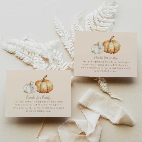 Fall Pumpkin Baby Shower Books for Baby Enclosure Card