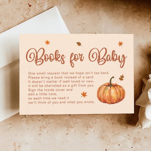 Fall Pumpkin Baby Shower Books for Baby Enclosure Card