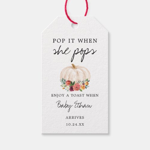 Fall Pumpkin Baby Shower Champagne Tag