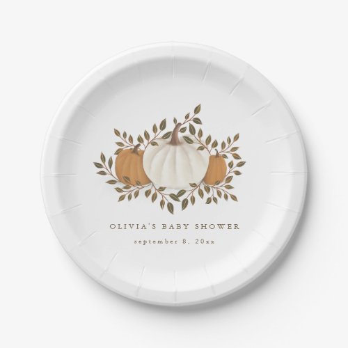 Fall Pumpkin Baby Shower Decor and Decorations Paper Plates