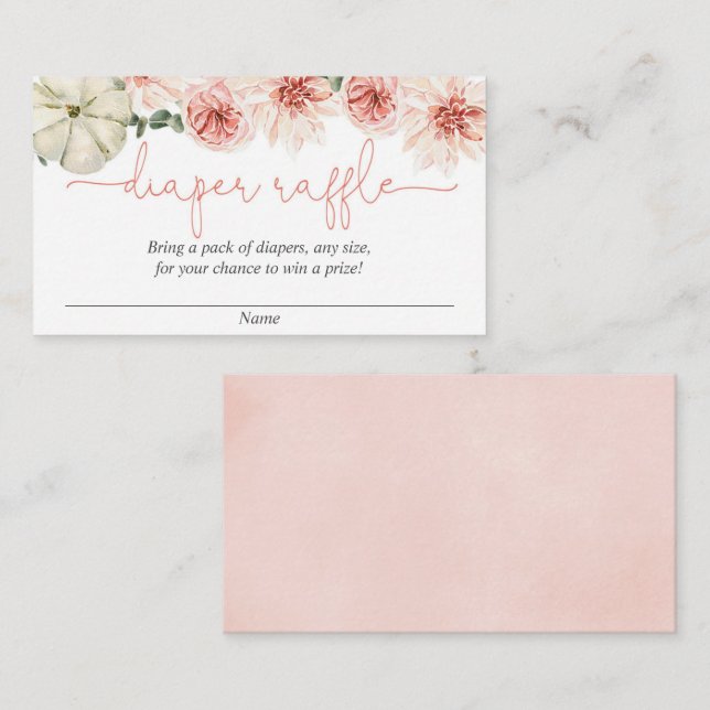 Fall pumpkin baby shower diaper raffle cards (Front/Back)