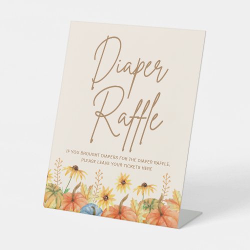 Fall Pumpkin Baby Shower Diaper Raffle Pedestal Sign