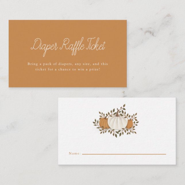 Fall Pumpkin Baby Shower Diaper Raffle Ticket Enclosure Card (Front/Back)