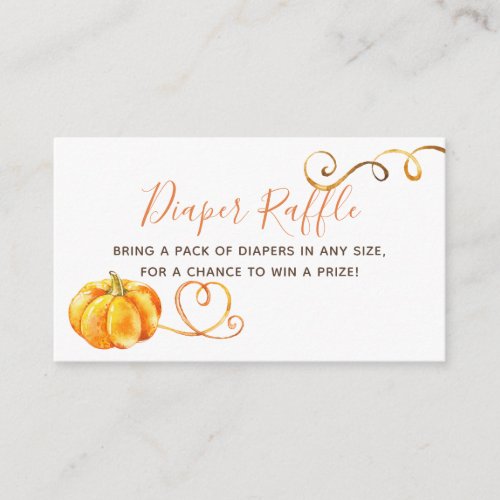 Fall Pumpkin Baby Shower Diaper Raffle Ticket Enclosure Card