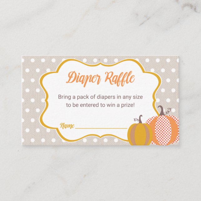 Fall Pumpkin Baby Shower Diaper Raffle Tickets Enclosure Card (Front)