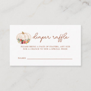 Fall Pumpkin Baby Shower Diaper Raffle Tickets Enclosure Card