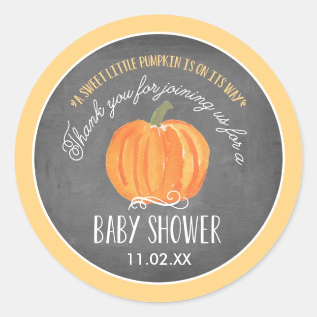 Fall Pumpkin | Baby Shower Favor Label Stickers (Front)