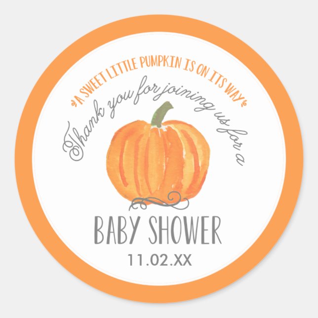 Fall Pumpkin | Baby Shower Favor Label Stickers (Front)