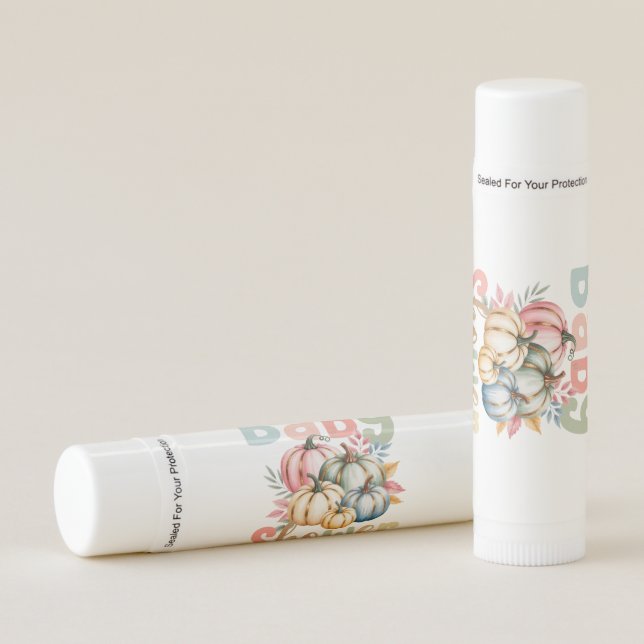 Fall Pumpkin Baby Shower Favor Lip Balm (Front)