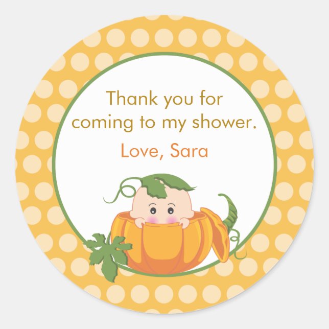 Fall Pumpkin | Baby Shower Favor Sticker (Front)