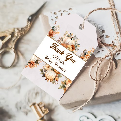 Fall Pumpkin Baby Shower Favor Thank You  Gift Tags