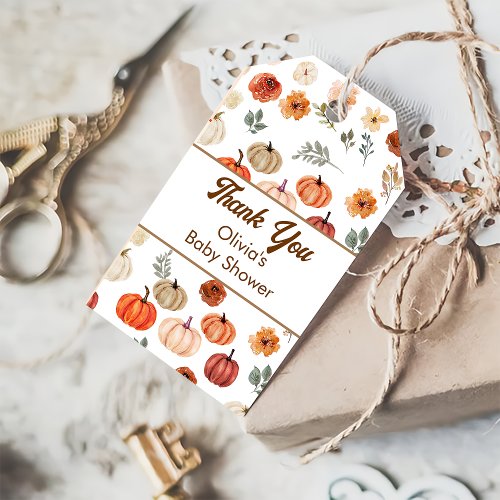Fall Pumpkin Baby Shower Favor Thank You  Gift Tags