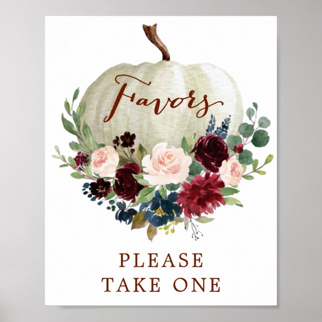 Fall Pumpkin Baby Shower Favors Sign (Front)