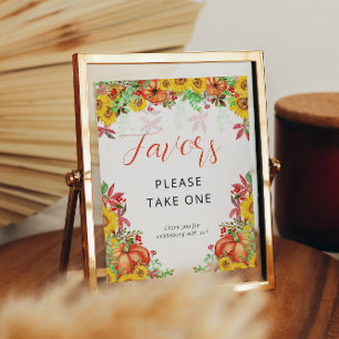 Fall Pumpkin Baby Shower Favors Sign