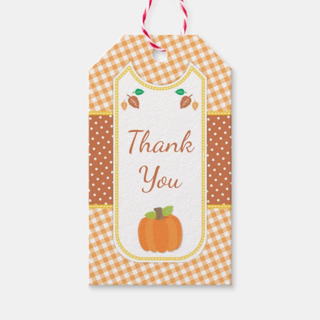 Fall Pumpkin Baby Shower Gift Tag (Front)