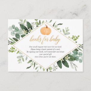 Fall Pumpkin baby shower greenery book request Enclosure Card