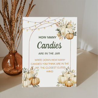 Fall Pumpkin Baby Shower Guess How Many Candies Pedestal Sign