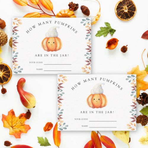 Fall Pumpkin Baby shower Guess how many pumpkins Enclosure Card