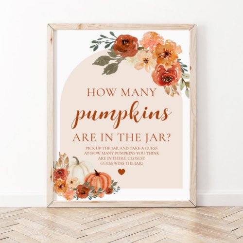 Fall Pumpkin Baby Shower Guess How Many Pumpkins Poster