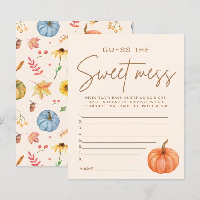Fall Pumpkin Baby Shower Guess the Sweet Mess Game (Front/Back)