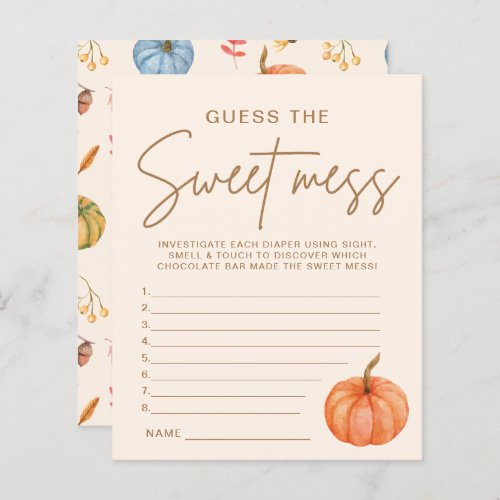 Fall Pumpkin Baby Shower Guess the Sweet Mess Game