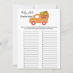 Fall pumpkin baby shower guess who game