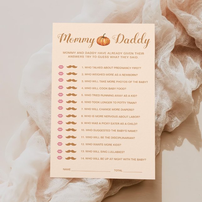 Fall Pumpkin Baby Shower Guess Who Mommy or Daddy  (Creator Uploaded)