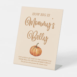 Fall Pumpkin Baby Shower How Big is Her Belly Pedestal Sign