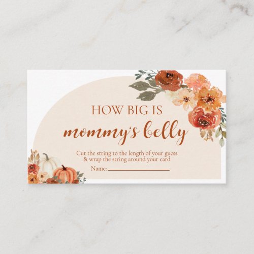 Fall Pumpkin Baby Shower How Big Is Mommys Belly  Enclosure Card