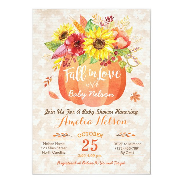 Fall Pumpkin Baby Shower Invitation