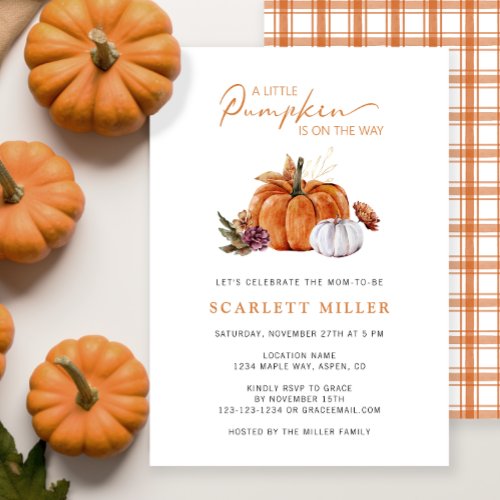 Fall Pumpkin Baby Shower Invitation