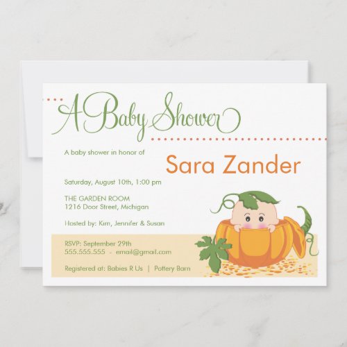 Fall Pumpkin Baby Shower Invitation