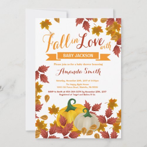 Fall Pumpkin Baby Shower invitation