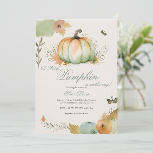 Fall pumpkin Baby shower invitation