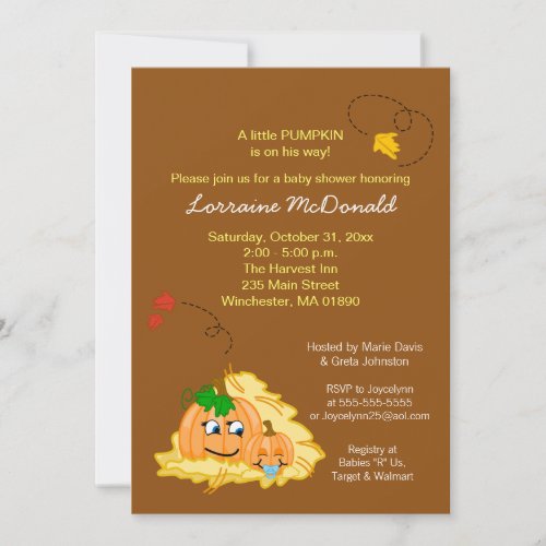 Fall Pumpkin Baby Shower Invitation - Baby Boy