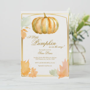 Fall Pumpkin Baby shower invitation gold