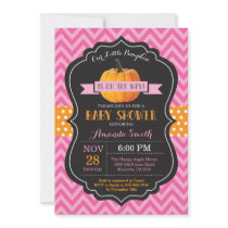 Fall Pumpkin Baby Shower Invitation Pink Chevron