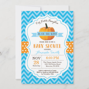 Fall Pumpkin Baby Shower Invitation Pink Chevron