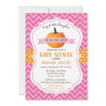 Fall Pumpkin Baby Shower Invitation Pink Chevron