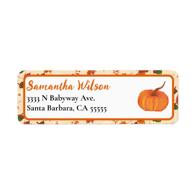 Fall Pumpkin Baby Shower Label (Front)